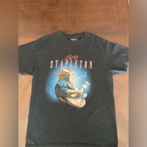Chris Stapleton Authentic Concert Tee Black Cotton Faded Graphic Shirt